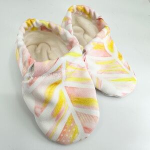 Clamfeet Baby Girl Infant Shoes Pink Yellow White Print Size 1 (0-6 months)